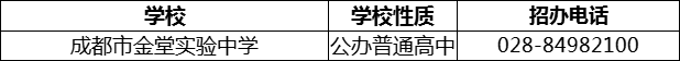 2024年成都市金堂實驗中學(xué)招辦電話是多少？