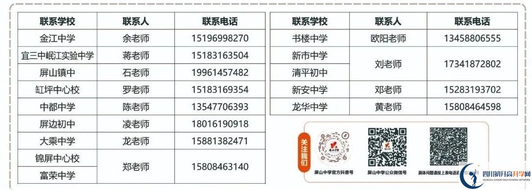 2026年宜賓市屏山中學招辦電話是多少？