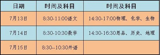 2021達州中考時間安排是怎么樣的？